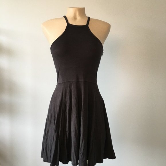 Brandy Melville Black Suede Skater Dress One Size - Picture 2 of 9
